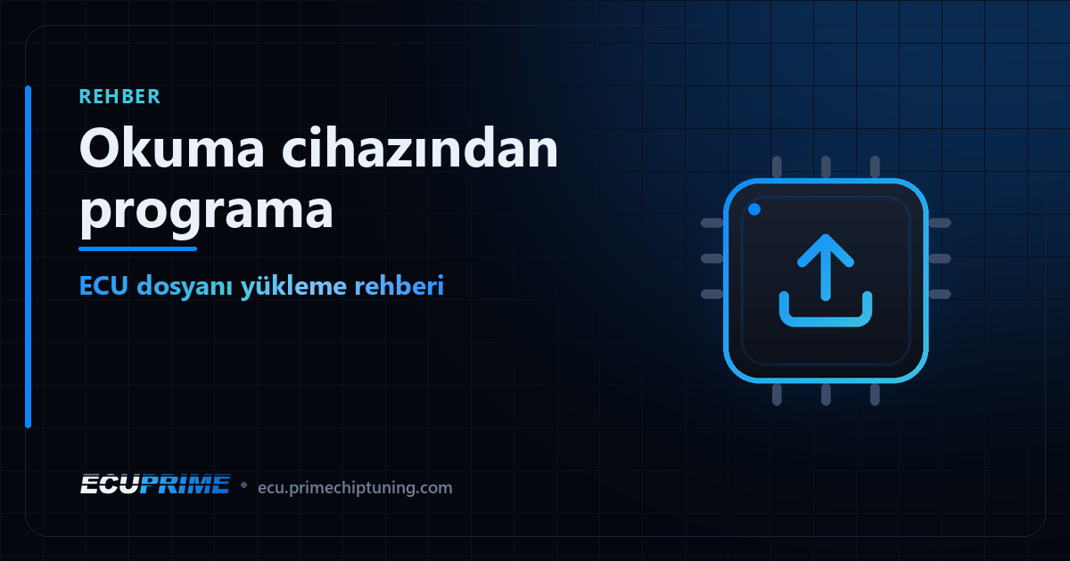 Okuma cihazıyla okunan ECU dosyasının tarayıcıdaki programa yüklenmesini anlatan rehber kapağı