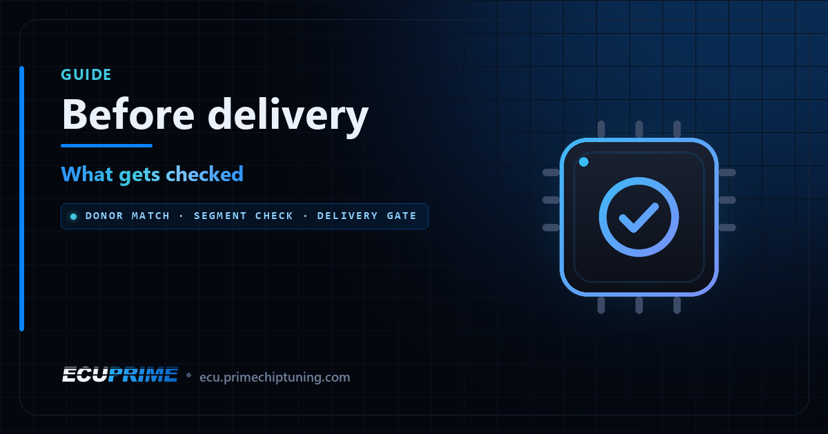 EcuPrime blog cover: Before delivery — What gets checked