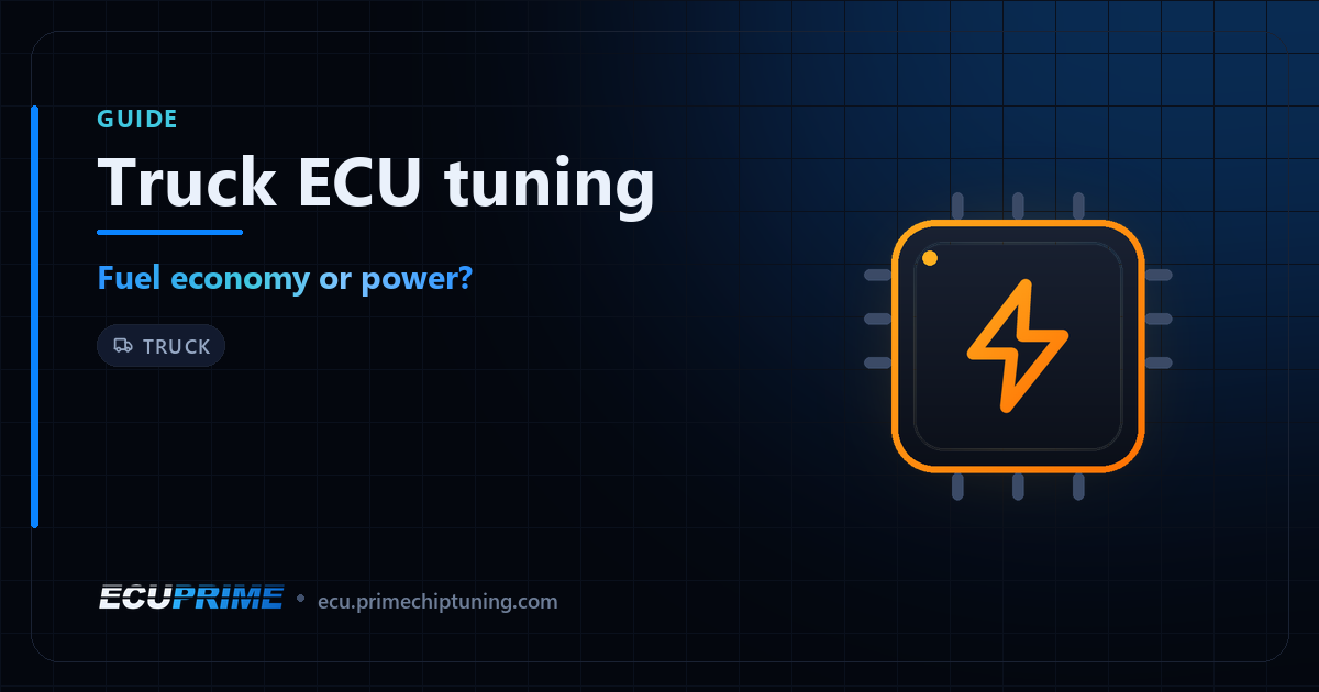 EcuPrime blog cover: Truck ECU tuning — Fuel economy or power?