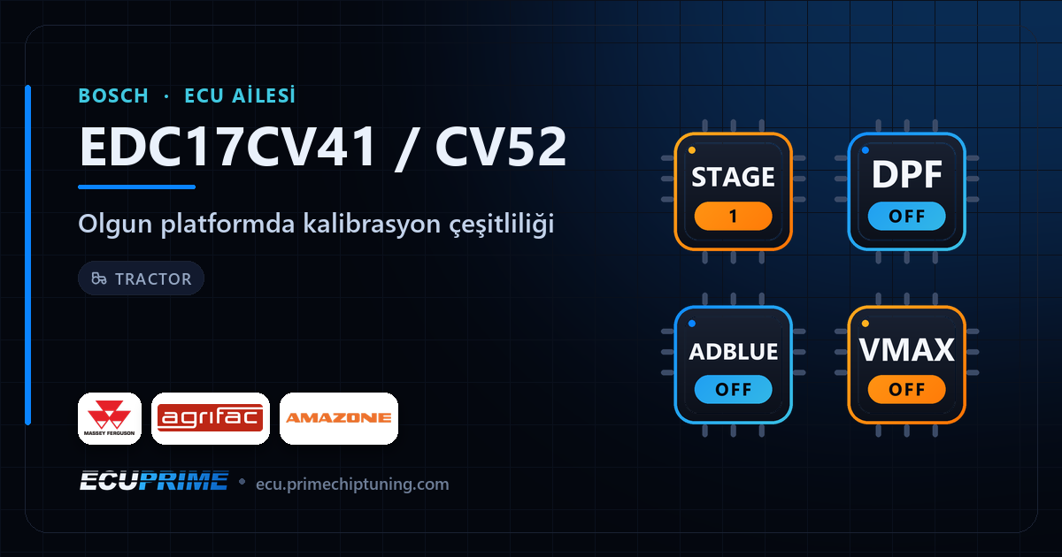 Couverture du blog EcuPrime : EDC17CV41 / CV52 — variété des calibrations sur une plateforme mature